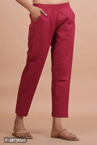 Regular Fit Women Maroon Trousers-thumb0