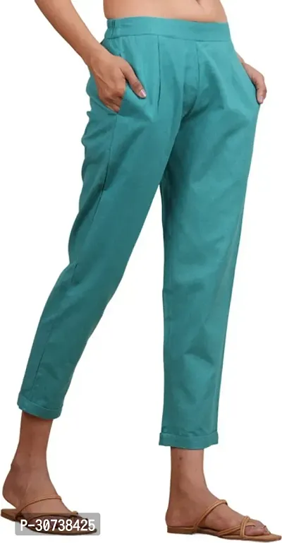 Regular Fit Women Light Blue Trousers-thumb0