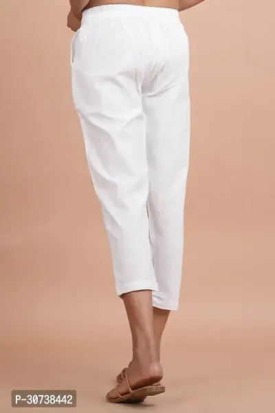 Regular Fit Women White Trousers-thumb2