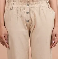 Regular Fit Women Beige Trousers-thumb4