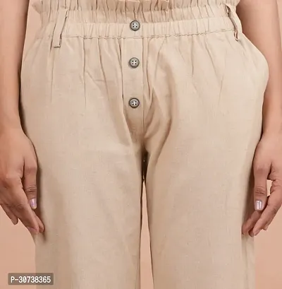 Regular Fit Women Beige Trousers-thumb5