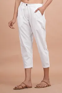 Regular Fit Women White Trousers-thumb3