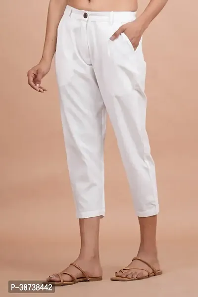 Regular Fit Women White Trousers-thumb4