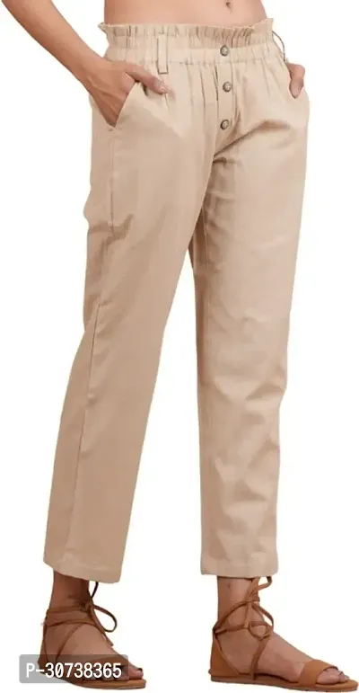 Regular Fit Women Beige Trousers-thumb0