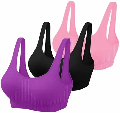 Buy Women's And Girl's Non Padded Sport Air Bra In Fine Colour With  Comfortable Size (PACK fOF 3) Online In India At Discounted Prices