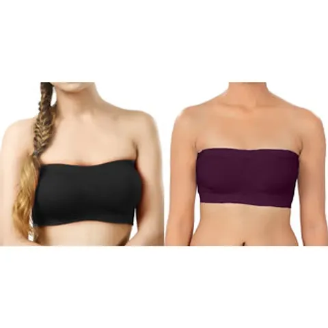 Solid Non Padded Tube Bra - Pack Of 2