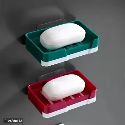 Plastic Drain Soap Dish Box With Water Draining Tray Sponge Holder-Pack Of 2