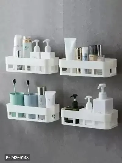 Pack Of 4 Dispenser Case Holder Bathroom Shelves /Plastic Bathroom Set-(White) Plastic Bathroom Set-Pack Of 4