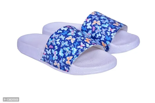 EUGENIE CLUB Flower Printed Sliders Women Super Soft Slippers for Women And Girls (Blue, numeric_3)-thumb0