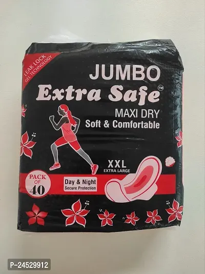 Extra Safe Jumbo Sanitary Pads XXL For Women | Day And Night Protection| Pack Of 1 (40 Sanitary pads)-thumb0