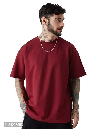 Stylish Polyester Solid Short Sleeves Round Neck Tees For Men