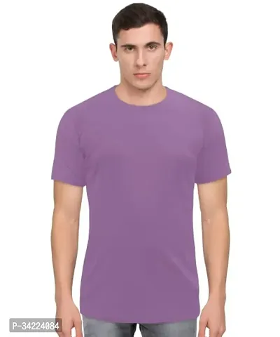 Stylish Polyester Solid Short Sleeves Round Neck Tees For Men-thumb0