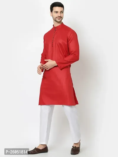 Stylish Fancy Designer Red Cotton Blend Kurta With Bottom Wear Set For Men-thumb4