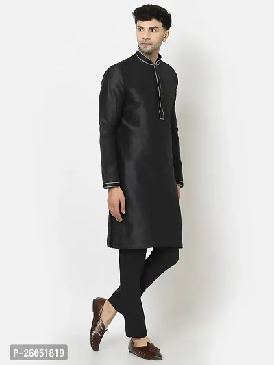 Stylish Fancy Designer Black Silk Kurta With Bottom Wear Set For Men-thumb4