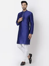 Stylish Fancy Designer Blue Silk Kurta With Bottom Wear Set For Men-thumb2