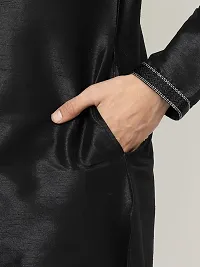 Stylish Fancy Designer Black Silk Kurta With Bottom Wear Set For Men-thumb1