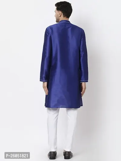 Stylish Fancy Designer Blue Silk Kurta With Bottom Wear Set For Men-thumb2