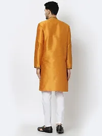 Stylish Fancy Designer Yellow Silk Kurta With Bottom Wear Set For Men-thumb1