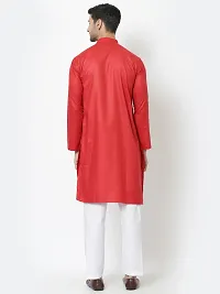 Stylish Fancy Designer Red Cotton Blend Kurta With Bottom Wear Set For Men-thumb1