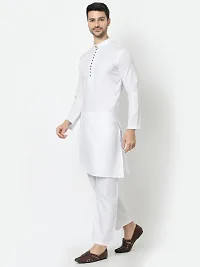 Stylish Fancy Designer White Cotton Blend Kurta With Bottom Wear Set For Men-thumb3