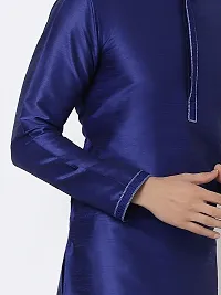 Stylish Fancy Designer Blue Silk Kurta With Bottom Wear Set For Men-thumb4