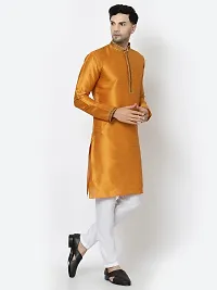 Stylish Fancy Designer Yellow Silk Kurta With Bottom Wear Set For Men-thumb2
