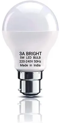 3A BRIGHT 5-Watt B22 Instant Bright Plastic Body LED Bulb (Silver White, Pack of 6)-thumb1