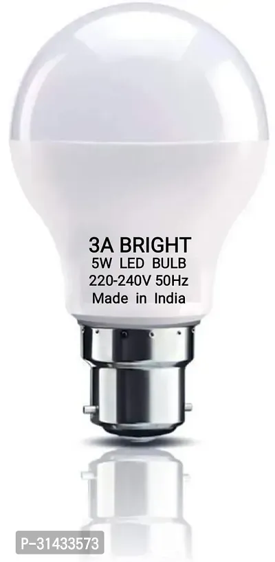 3A BRIGHT 5-Watt B22 Instant Bright Plastic Body LED Bulb (Silver White, Pack of 10)-thumb2