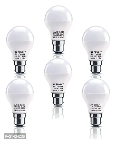 3A BRIGHT 5-Watt B22 Cool White DOB Instant Bright LED Bulb Pack of 6-thumb0