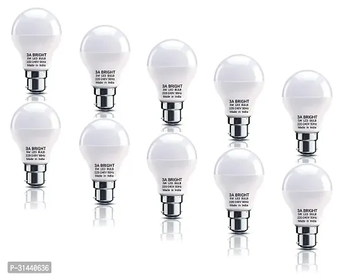 3A BRIGHT B22 5-Watt Plastic Body Cool White LED Bulb (Combo Pack of 10)-thumb0