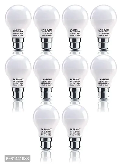 3A BRIGHT 5-Watt B22 Cool White Instant Bright LED Bulb (Combo Pack of 10)