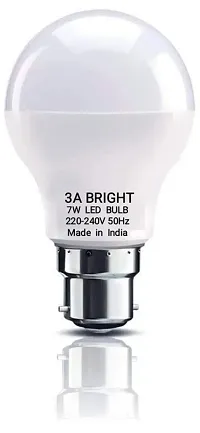 3A BRIGHT 7-Watt B22 Combo Pack of 6 Light Weight Plastic Body Cool White Led Bulb-thumb1