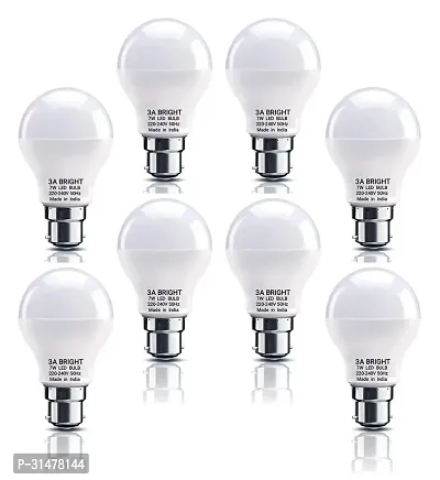 3A BRIGHT 7-Watt B22 Cool White DOB Instant Bright LED Bulb Pack of 8-thumb0