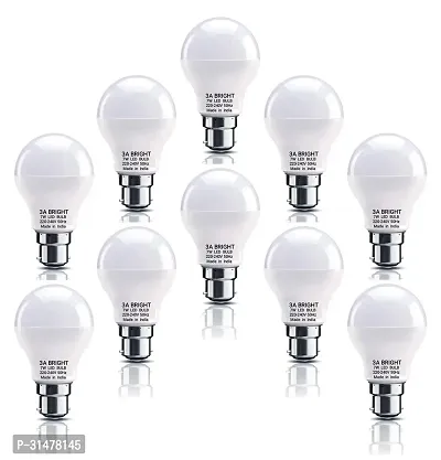 3A BRIGHT 7-Watt B22 Cool White DOB Instant Bright LED Bulb Pack of 10-thumb0