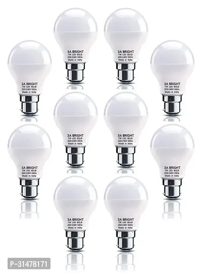 3A BRIGHT 7-Watt B22 Cool White DOB Instant Bright LED Bulb (Combo Pack of 10)-thumb0