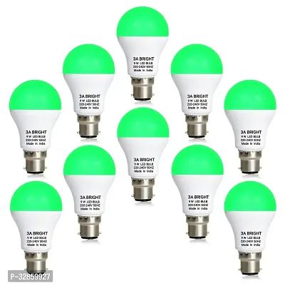 3 a Bright 9 Watt B22 Round Color Led Bulb (green, Pack of 10)