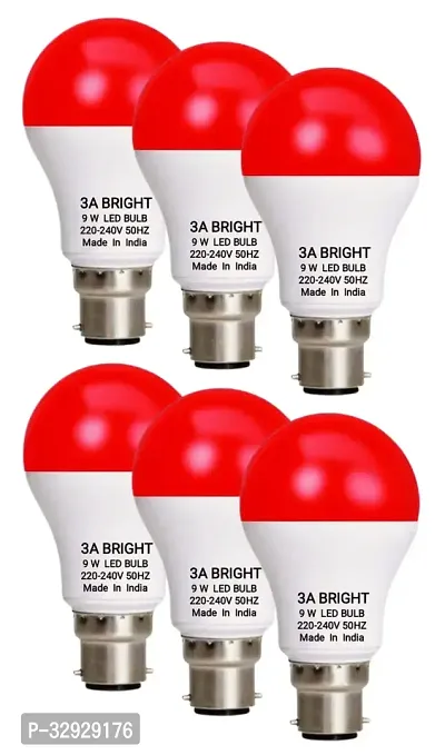 3A BRIGHT 9 Watt B22 Round Color Led Bulb (Red, Combo Pack of 6)-thumb0