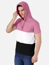 Couple Men  Women Colorblock Hooded Neck Cotton Blend Multicolor T-Shirts-thumb1