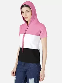 Couple Men  Women Colorblock Hooded Neck Cotton Blend Multicolor T-Shirts-thumb4