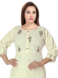 Gewaad Women's Cotton Straight Kurti (XX-Large) Off White-thumb1