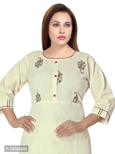 Gewaad Women's Cotton Straight Kurti (XX-Large) Off White-thumb2