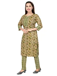 Gewaad Women's Cotton Blend Printed Straight Kurta with Pant (XXL, Green print)-thumb4