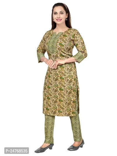 Gewaad Women's Cotton Blend Printed Straight Kurta with Pant (XXL, Green print)-thumb5