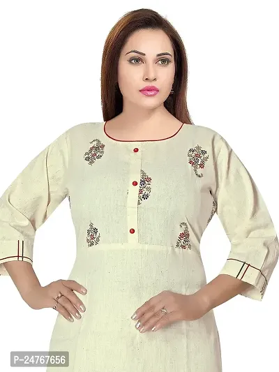 Gewaad Women's Cotton Straight Kurti (Large) Off White-thumb2