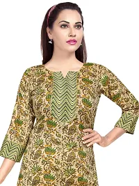 Gewaad Women's Cotton Blend Printed Straight Kurta with Pant (M, Green print)-thumb3