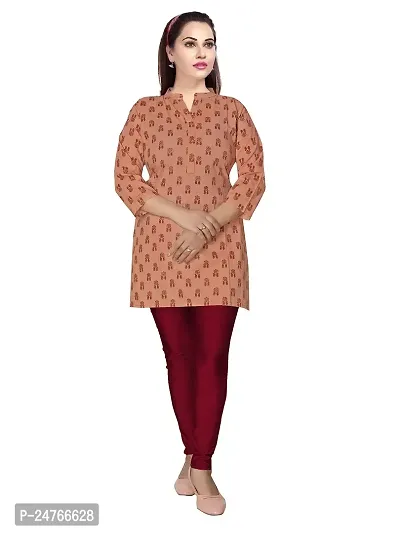 Women's Cotton Straight Short Kurti (XX-Large, cora/merun Flower Print)-thumb0