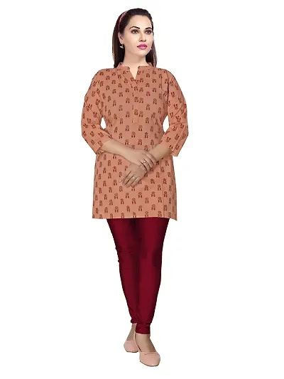 Women's Straight Short Kurti (XX-Large, cora/merun Flower Print)