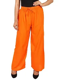 HUNGRY FASHIONS Palazzo For Womens | Plazzo Pant | Free Size Palazo | Orange-thumb1