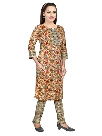 Gewaad Women's Cotton Blend Printed Straight Kurta with Pant, Black print-thumb2