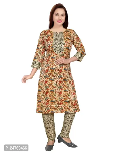 Gewaad Women's Cotton Blend Printed Straight Kurta with Pant (M, Black print)-thumb0